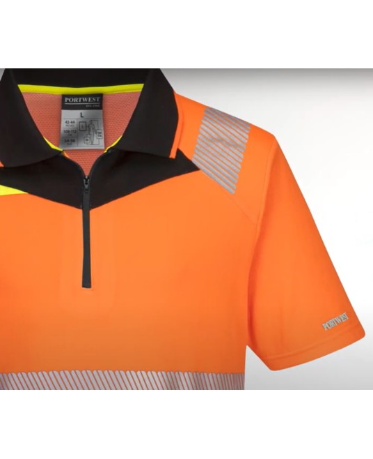Tricou polo Hi-Vis premium stretch [DX412], portocaliu fosforescent