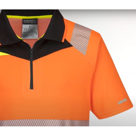 Tricou polo HiVis premium slimfit, portocaliu neon Tricou polo HiVis premium slimfit, portocaliu neon