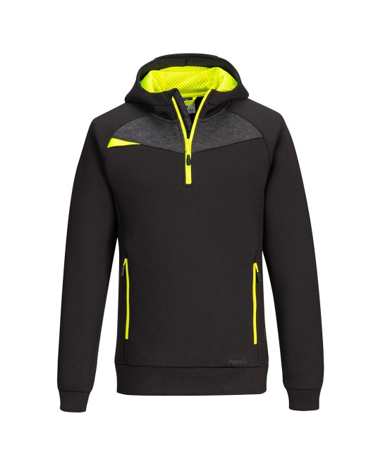 Hanorac premium cu gluga, fermoar scurt, negru-galben