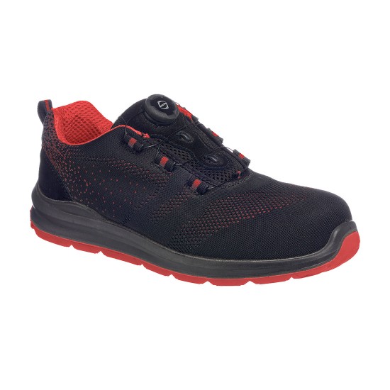 Pantof de protectie Compositelite Wire Lace Safety Trainer Knit S1P, negru cu rosu Pantof de protectie Compositelite Wire Lace Safety Trainer Knit S1P, negru cu rosu