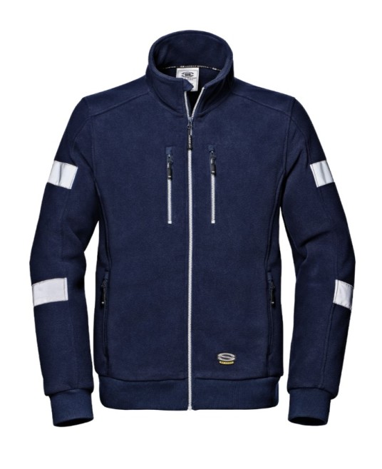Fleece de lucru cu dungi reflectorizante, 310g/m2, bleumarin