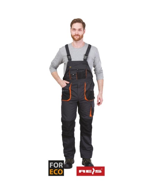 Salopeta cu pieptar tercot For Eco 260g/m2, negru si portocaliu