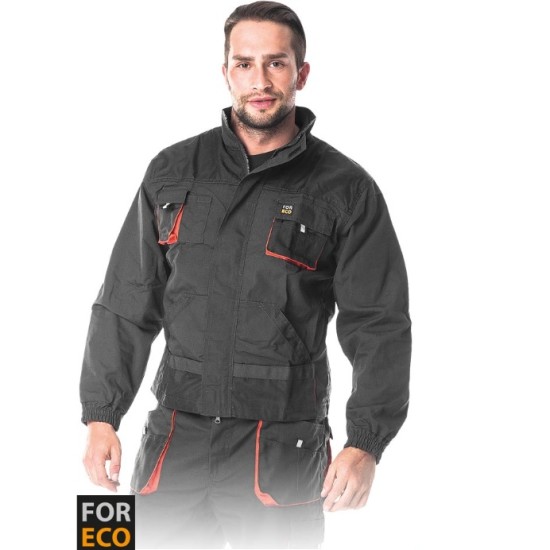 Jacheta de lucru tercot For Eco 260g/m2, negru si portocaliu