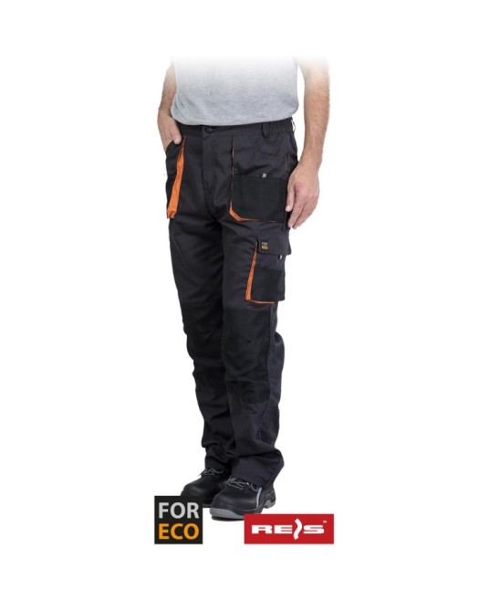 Pantaloni de lucru tercot For Eco 260g/m2, negru si portocaliu