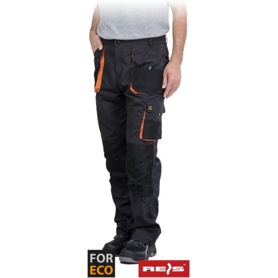 Pantaloni de lucru tercot For Eco 260g/m2, negru si portocaliu