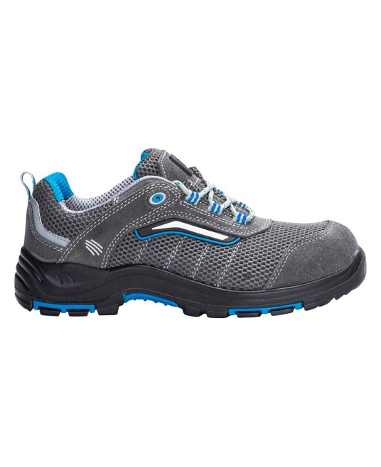 Pantofi respirabil S1P, HRO, bombeu compozit si lamela kevlar - gri cu albastru