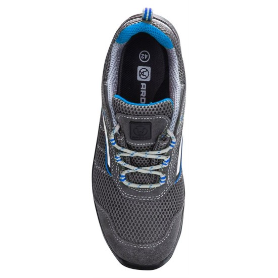 Pantofi respirabil S1P, HRO, bombeu compozit si lamela kevlar - gri cu albastru Pantofi respirabil S1P, HRO, bombeu compozit si lamela kevlar - gri cu albastru