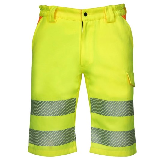 Pantaloni scurti HiVis tercot 290 g/mp, galben cu portocaliu Pantaloni scurti HiVis tercot 290 g/mp, galben cu portocaliu
