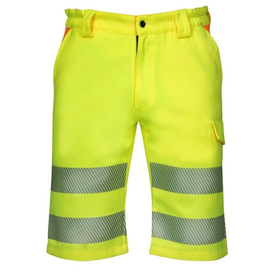 Pantaloni scurti HiVis tercot 290 g/mp, galben cu portocaliu