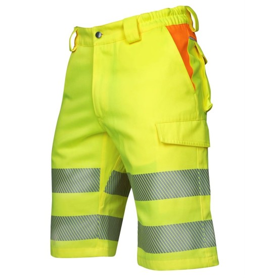 Pantaloni scurti HiVis tercot 290 g/mp, galben cu portocaliu Pantaloni scurti HiVis tercot 290 g/mp, galben cu portocaliu