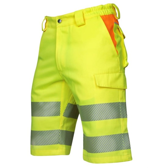 Pantaloni scurti HiVis tercot 290 g/mp, galben cu portocaliu