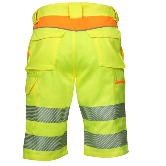 Pantaloni scurti HiVis tercot 290 g/mp, galben cu portocaliu