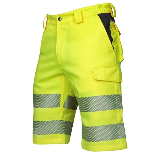 Pantaloni scurti HiVis tercot 290 g/mp, galben cu negru Pantaloni scurti HiVis tercot 290 g/mp, galben cu negru