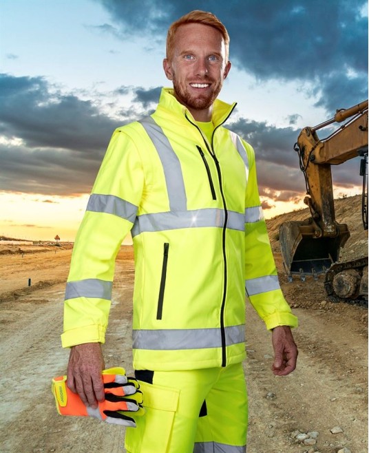 Jacheta softshell HiVis REF501, 3-in-1, galben