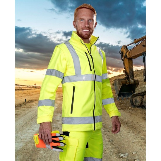 Jacheta softshell HiVis REF501, 3-in-1, galben