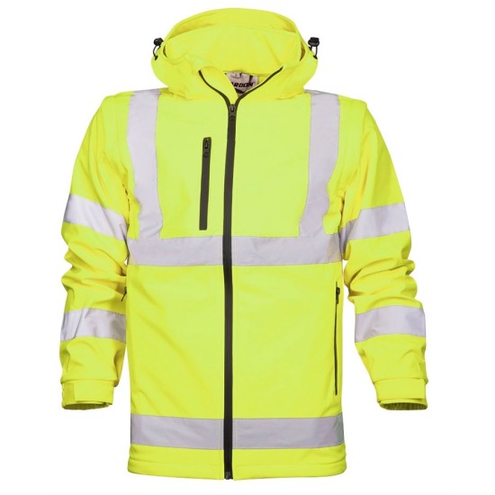 Jacheta softshell HiVis REF501, 3-in-1, galben