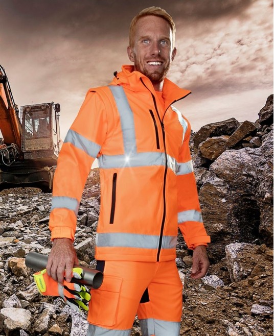 Jacheta softshell HiVis REF502, 3-in-1, portocaliu