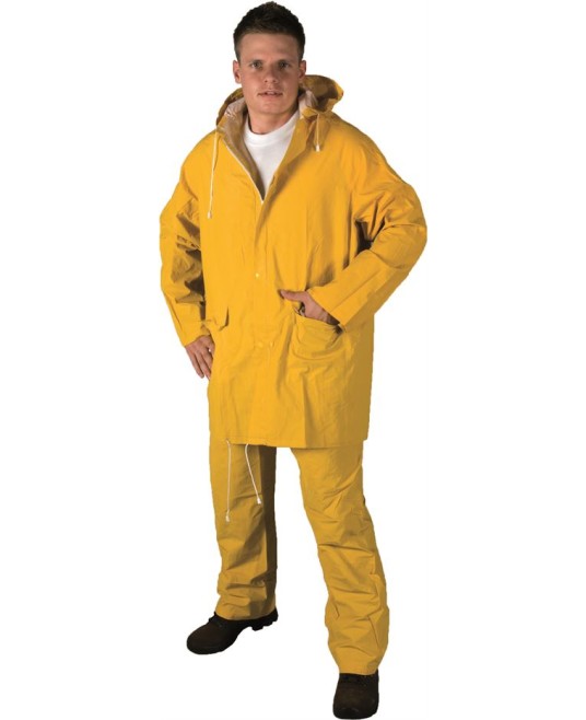 Costum impermeabil de ploaie Hugo din PVC si poliester de 0.28mm, galben