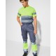 Pantaloni subtiri cu dungi reflectorizante, 200g/m2 Galben si bleumarin Pantaloni subtiri cu dungi reflectorizante, 200g/m2 Galben si bleumarin