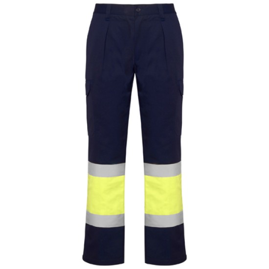 Pantaloni HiVis cu dungi reflectorizante - Bleumarin/galben