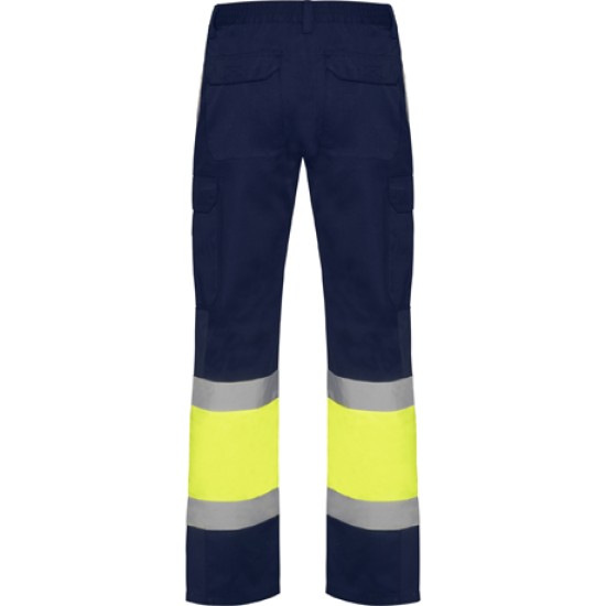 Pantaloni HiVis cu dungi reflectorizante - Bleumarin/galben