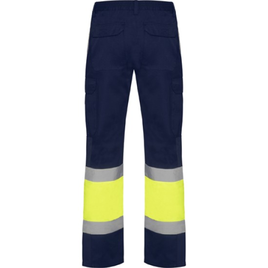 Pantaloni HiVis cu dungi reflectorizante, Bleumarin/galben