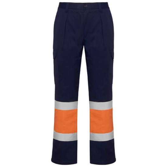 Pantaloni HiVis cu dungi reflectorizante - Bleumarin/portocaliu