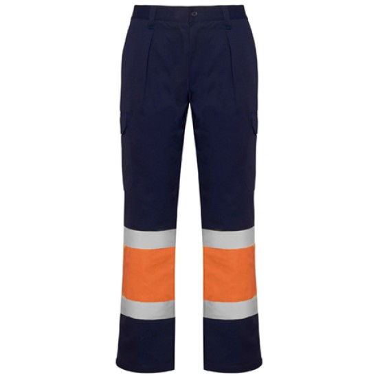 Pantaloni HiVis cu dungi reflectorizante, Bleumarin/portocaliu