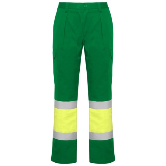 Pantaloni HiVis cu dungi reflectorizante - Verde/galben Pantaloni HiVis cu dungi reflectorizante - Verde/galben