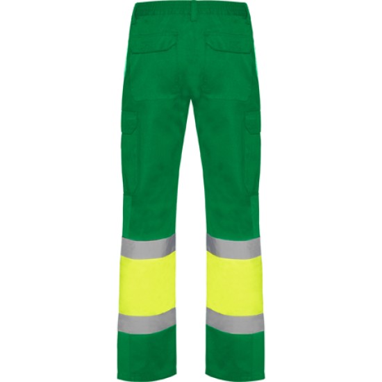 Pantaloni HiVis cu dungi reflectorizante - Verde/galben