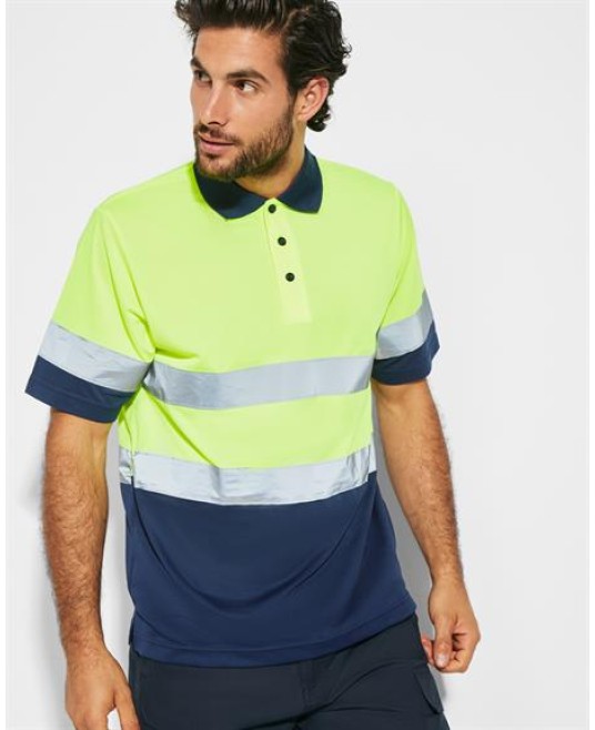 Tricou polo HiVis reflectorizant, 170g/m2 Galben si bleumarin