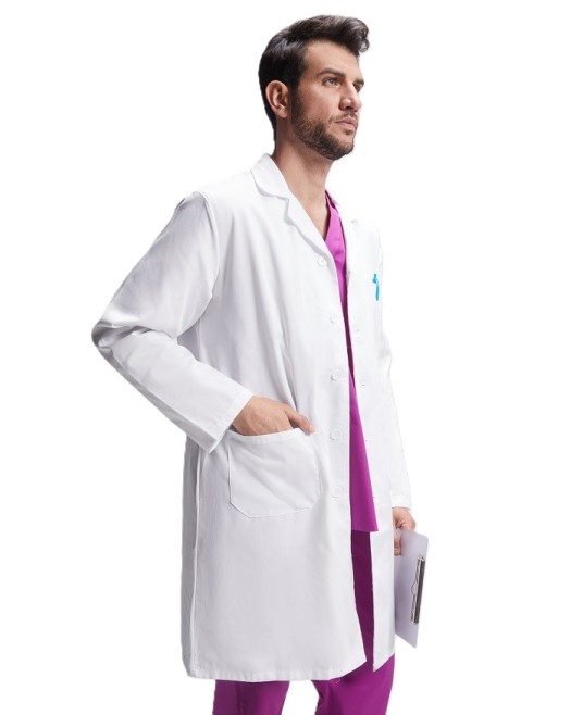 Halat alb pentru barbati, tercot 195g/m2