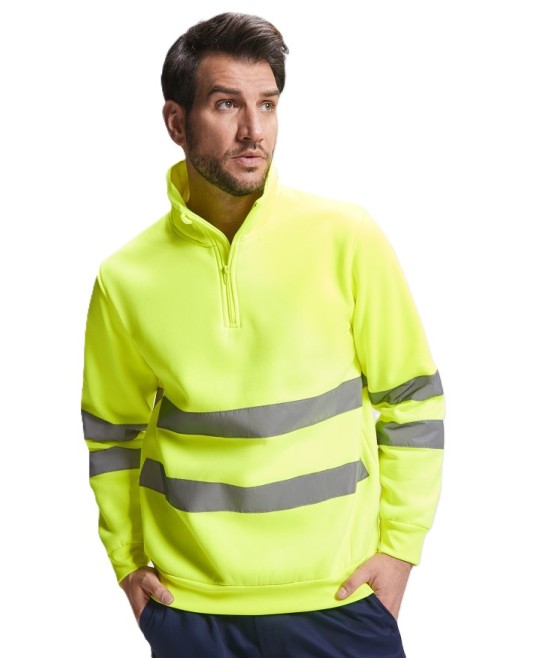 Hanorac fleece HiVis cu fermoar scurt, 280 g/mp, Galben