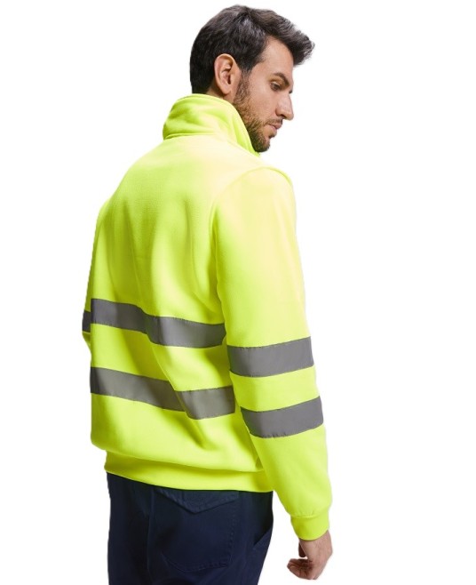 Hanorac fleece HiVis cu fermoar scurt, 280 g/mp, Galben