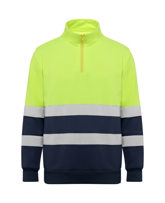 Hanorac fleece HiVis cu fermoar scurt, 280 g/mp, Galben-Bleumarin