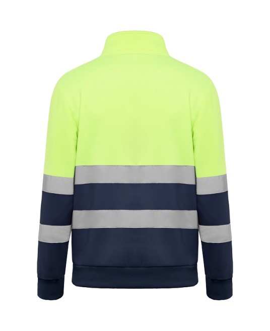 Hanorac fleece HiVis cu fermoar scurt, 280 g/mp, Galben-Bleumarin