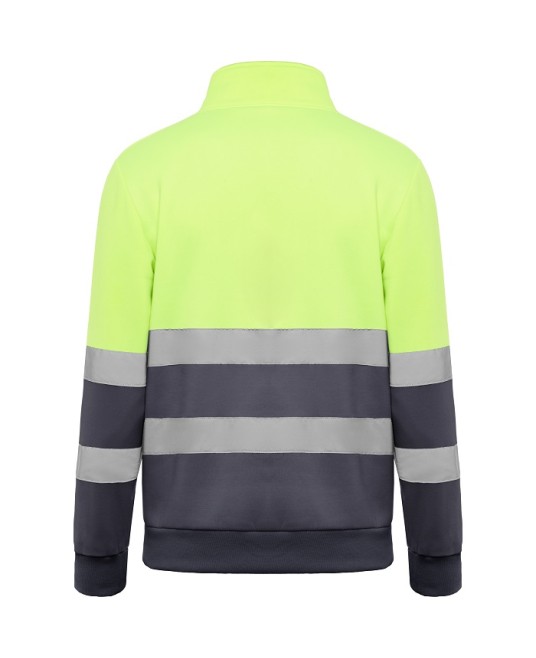 Hanorac fleece HiVis cu fermoar scurt, 280 g/mp,Galben-Gri
