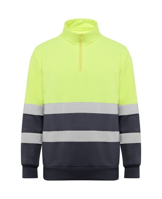 Hanorac fleece HiVis cu fermoar scurt, 280 g/mp,Galben-Gri