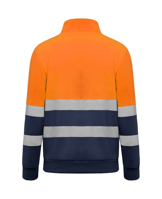 Hanorac fleece HiVis cu fermoar scurt, 280 g/mp, Portocaliu-Bleumarin