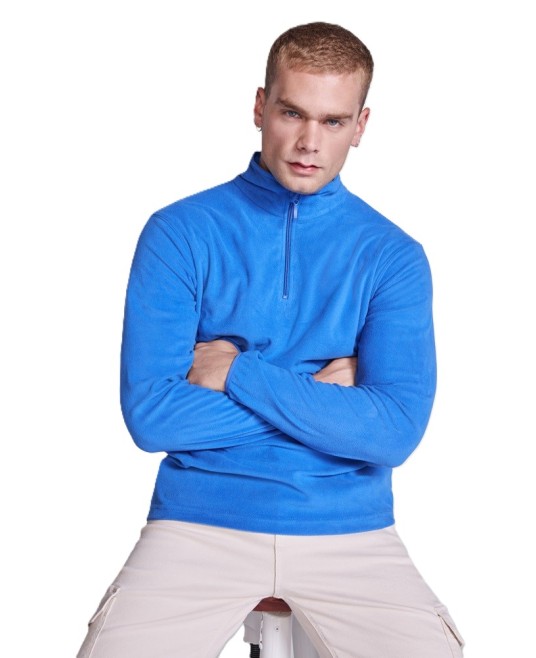 Fleece unisex cu fermoar scurt, 155 g/m2, albastru royal