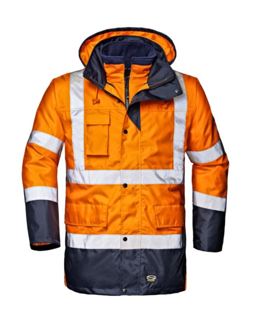 Jacheta HiVis 4 in 1 premium, impermeabila, portocaliu-bleumarin