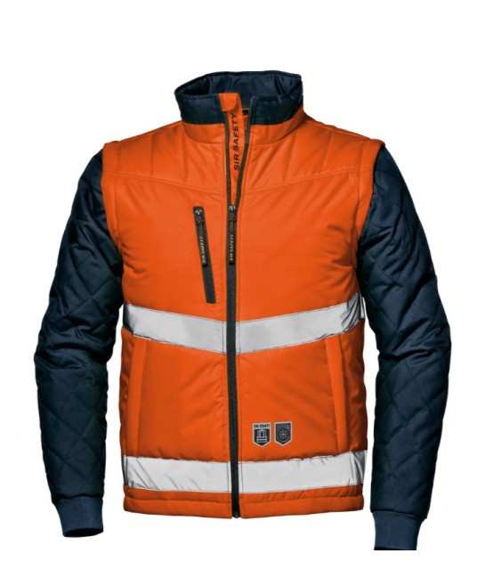 Jacheta HiVis cu maneci detasabile, portocaliu-bleumarin