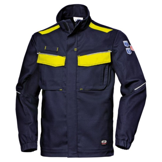 Jacheta stretch antistatica si ignifuga, arc electric, bleumarin-galben