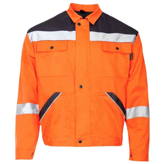 Jacheta HiVis dungi reflectorizante Colins, tercot 240g/m2, portocaliu neon Jacheta HiVis dungi reflectorizante Colins, tercot 240g/m2, portocaliu neon