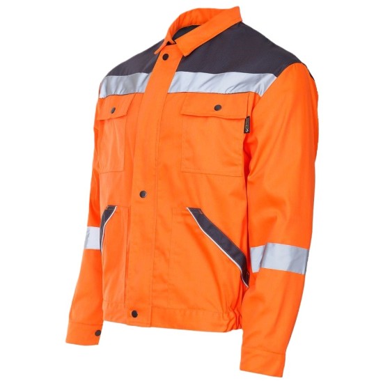 Jacheta HiVis dungi reflectorizante Colins, tercot 240g/m2, portocaliu neon Jacheta HiVis dungi reflectorizante Colins, tercot 240g/m2, portocaliu neon