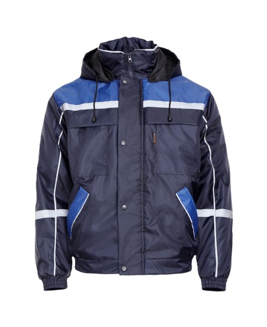 Jacheta de iarna tercot cu dungi reflectorizante, bleumarin- albastru