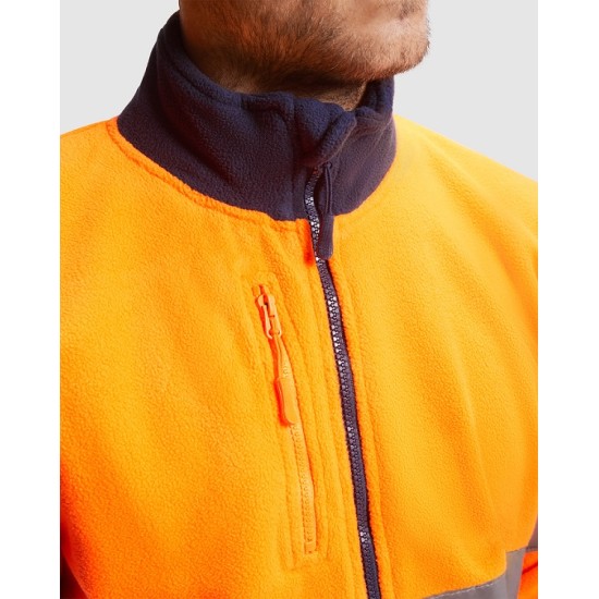 Jacheta fleece reflectorizanta Bleumarin si portocaliu