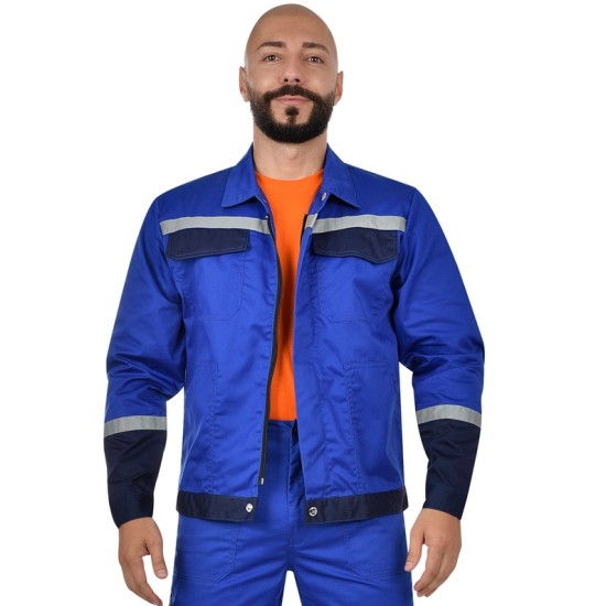 Jacheta tercot Chars cu dungi reflectorizante, 240g/m2, albastru Jacheta tercot Chars cu dungi reflectorizante, 240g/m2, albastru