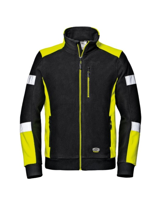 Fleece de lucru cu dungi reflectorizante, 310g/m2, negru-galben