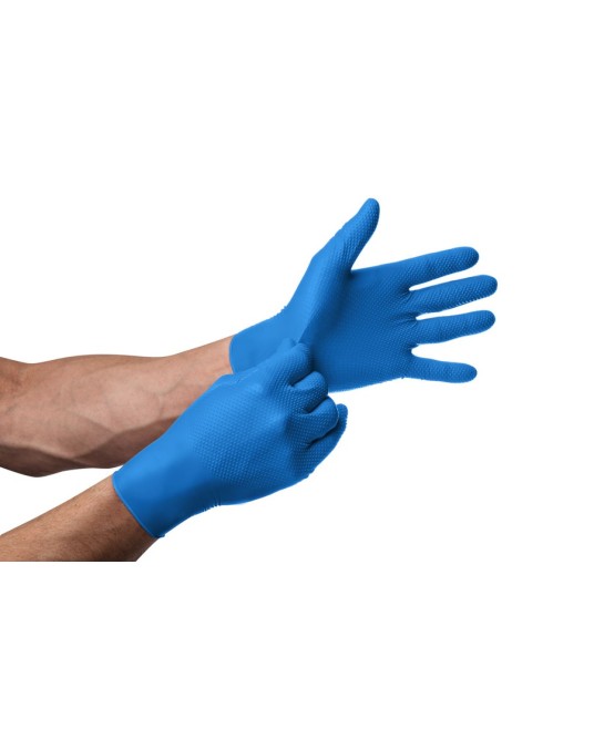 Manusi unica folosinta premium, Go Grip Blue, nitril, 50 buc/cutie, albastru